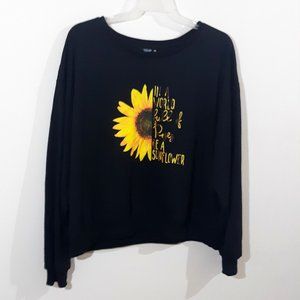 Gorgeous Black Sunflower Sweatshirt PLUS SIZE